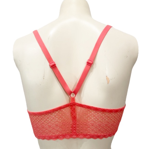 Victoria’s Secret Longline Bralette Bra Orange Texture And Lace 34D V-Neck - Picture 3 of 7